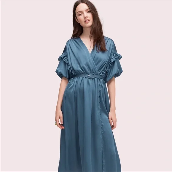 midi dress pregnant Angel Maternity Annabella Knit Maternity Midi Dress in Sage Green